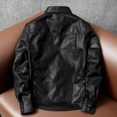 Super Soft Lapel Shirt Genuine Leather Jacket