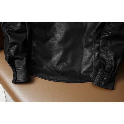 Veste en cuir de moto noire décontractée