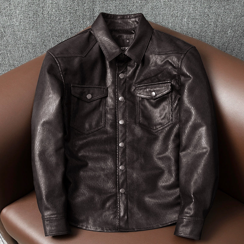 Super Soft Lapel Shirt Genuine Leather Jacket