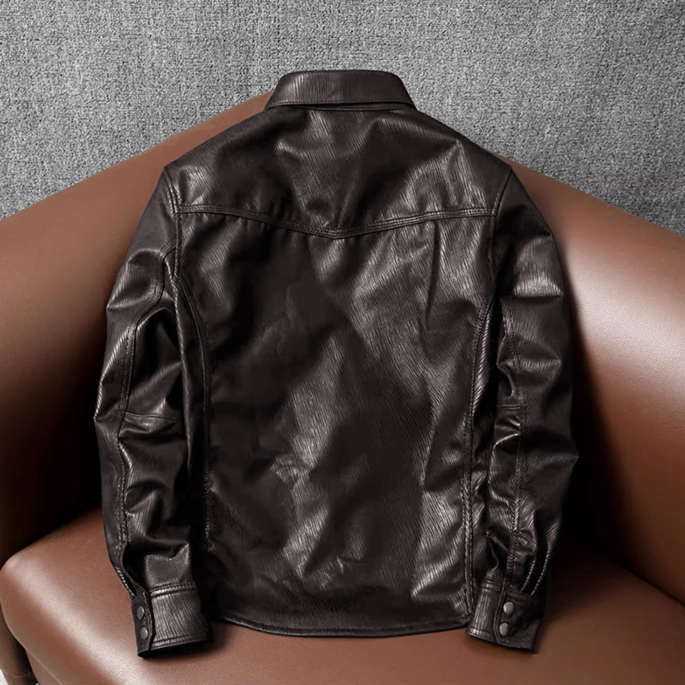 Super Soft Lapel Shirt Genuine Leather Jacket