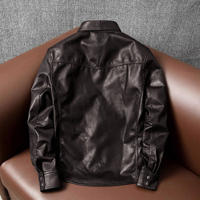 Super Soft Lapel Shirt Genuine Leather Jacket