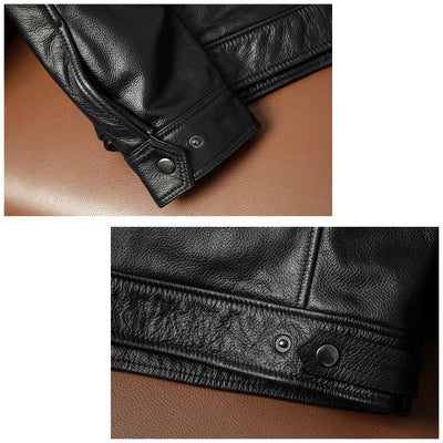 Veste en cuir de moto noire décontractée