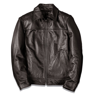 Veste en cuir de moto noire décontractée
