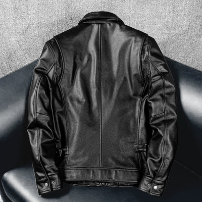 Veste en cuir de moto noire décontractée