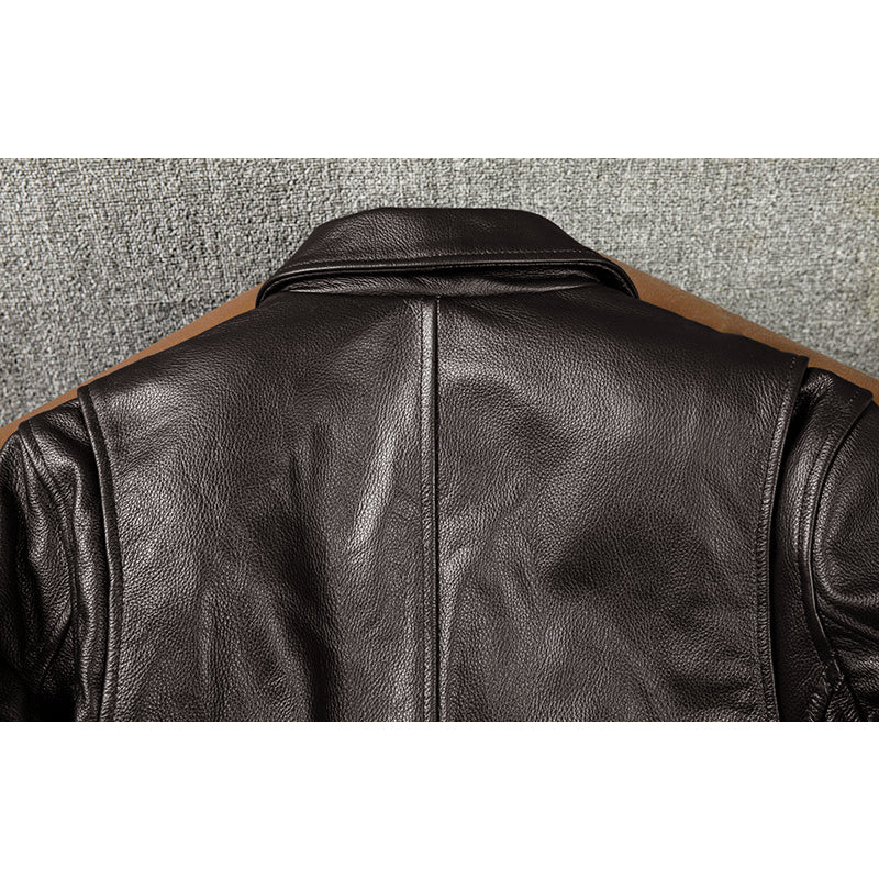 Veste en cuir de moto noire décontractée