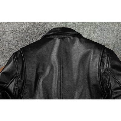 Veste en cuir de moto noire décontractée