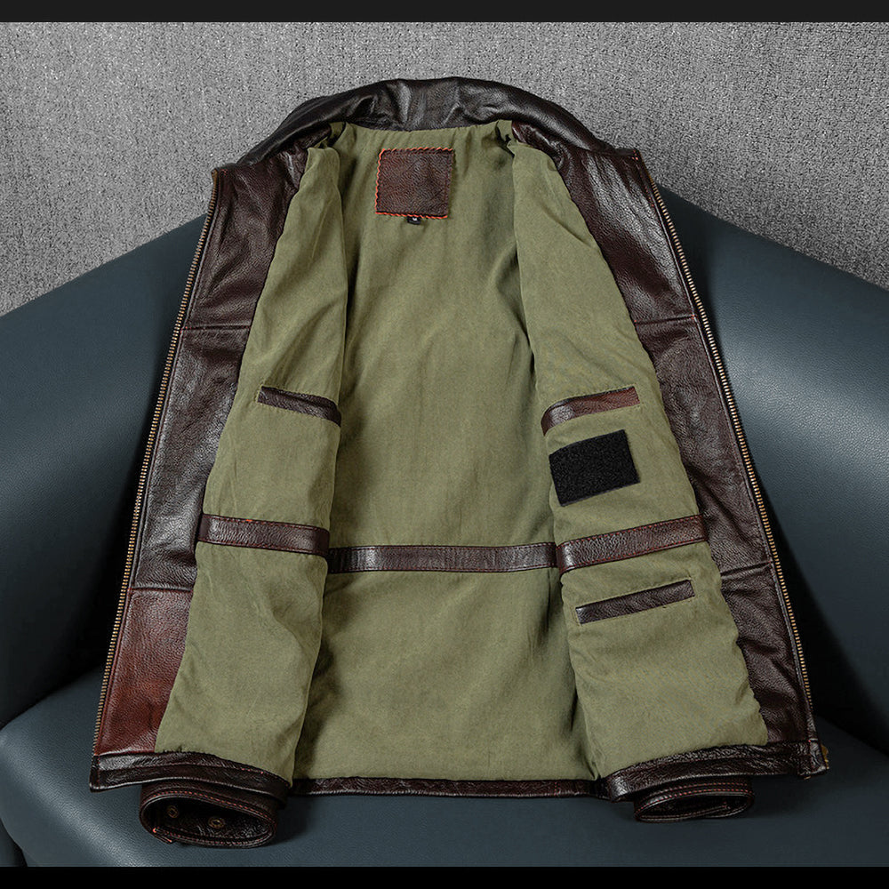 Veste en cuir de moto noire décontractée