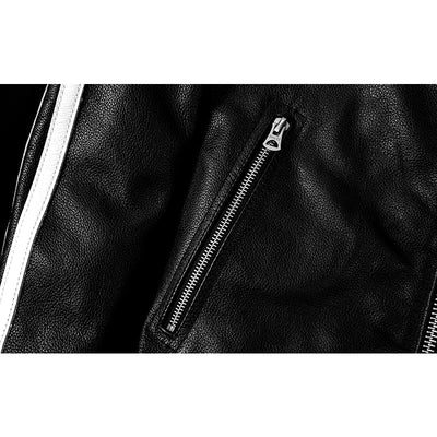 Veste en cuir de moto noire décontractée