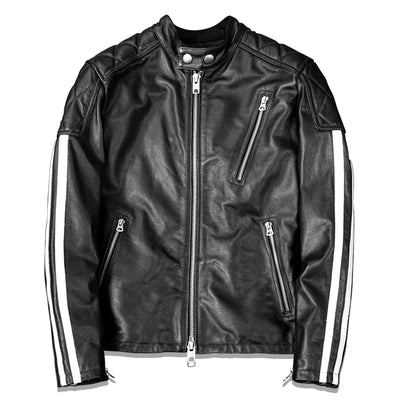 Veste en cuir de moto noire décontractée