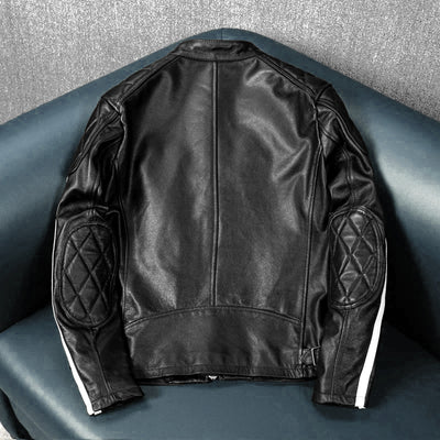 Veste en cuir de moto noire décontractée