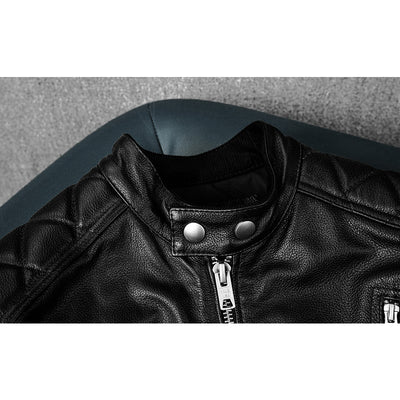 Veste en cuir de moto noire décontractée