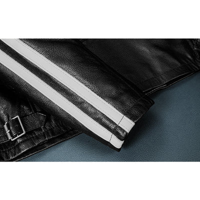 Veste en cuir de moto noire décontractée