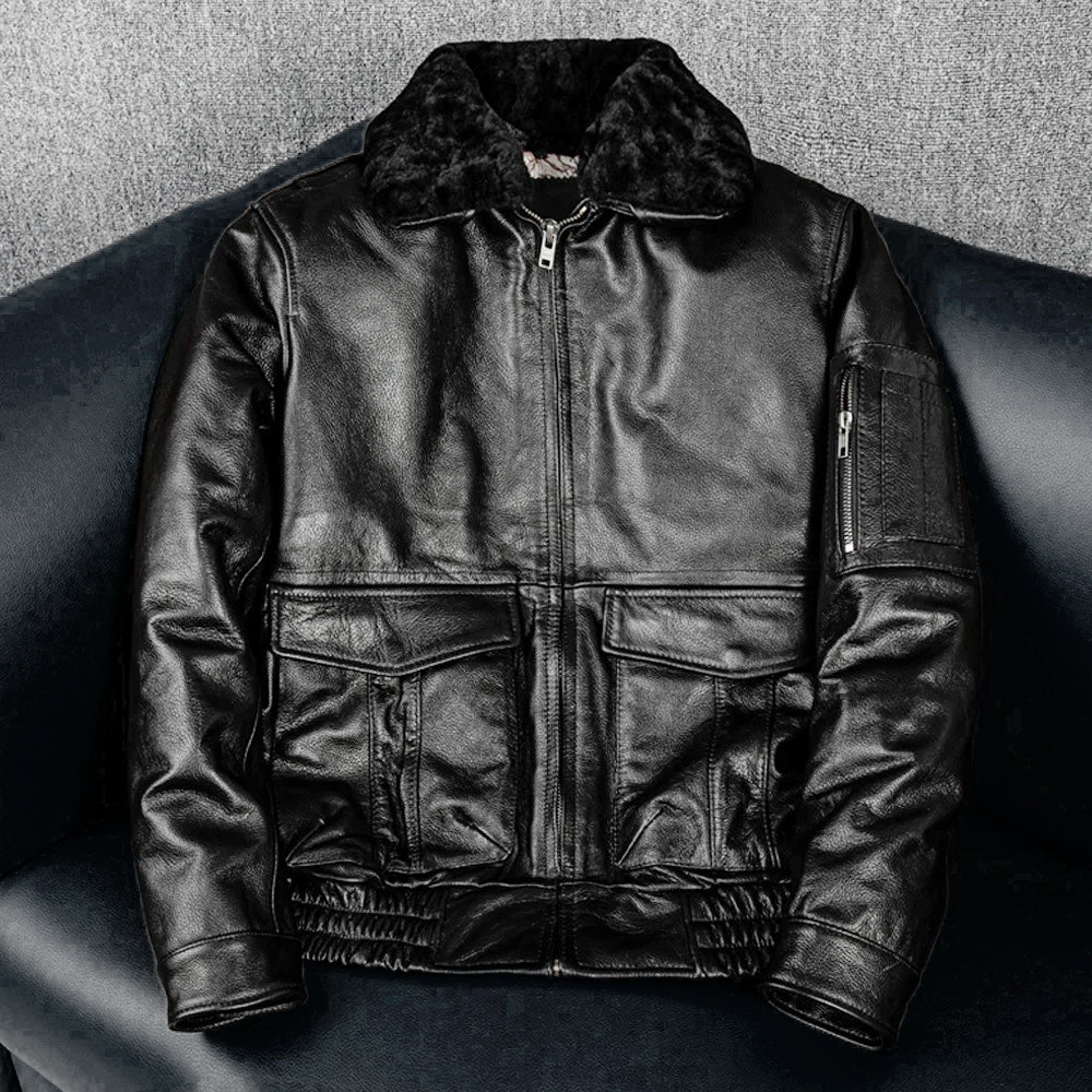 Large Size Black Cotton Motorcycle Leather Jacket