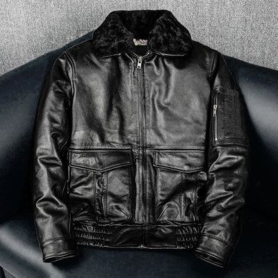 Large Size Black Cotton Motorcycle Leather Jacket