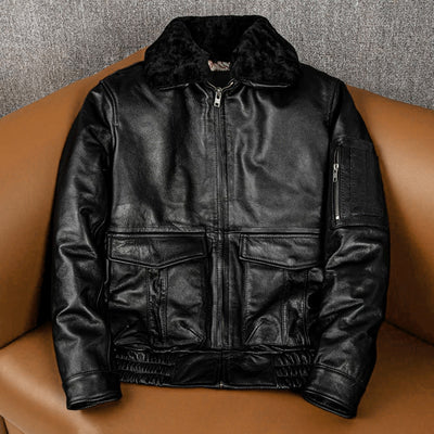 Large Size Black Cotton Motorcycle Leather Jacket