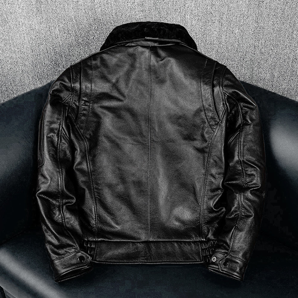 Large Size Black Cotton Motorcycle Leather Jacket