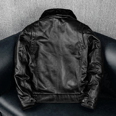 Large Size Black Cotton Motorcycle Leather Jacket