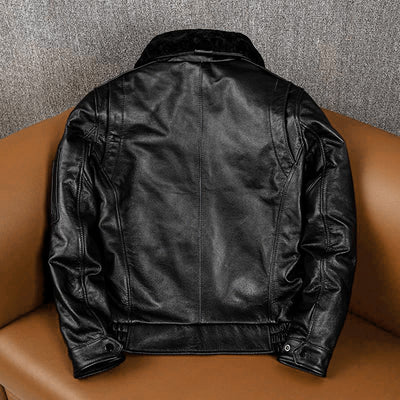 Large Size Black Cotton Motorcycle Leather Jacket