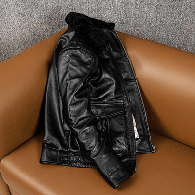 Large Size Black Cotton Motorcycle Leather Jacket