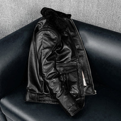 Large Size Black Cotton Motorcycle Leather Jacket