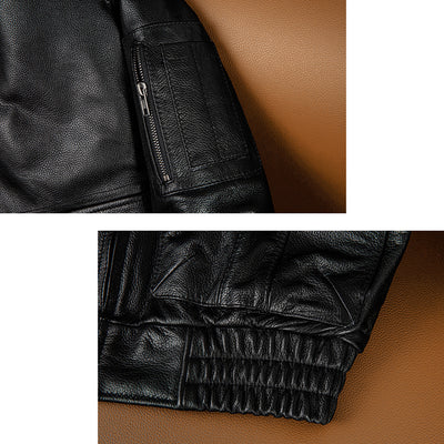 Large Size Black Cotton Motorcycle Leather Jacket