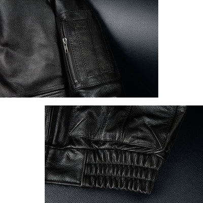 Large Size Black Cotton Motorcycle Leather Jacket