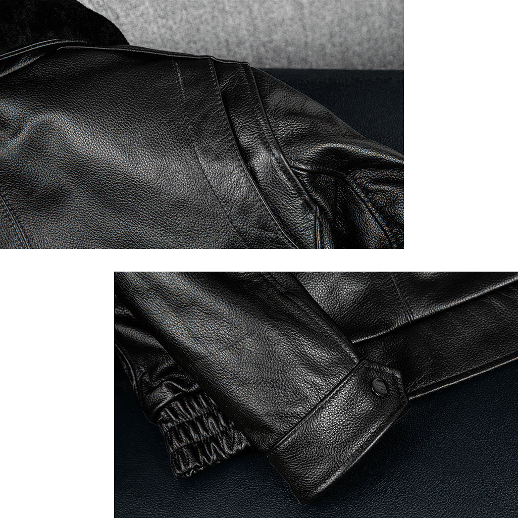 Large Size Black Cotton Motorcycle Leather Jacket