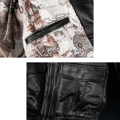 Large Size Black Cotton Motorcycle Leather Jacket