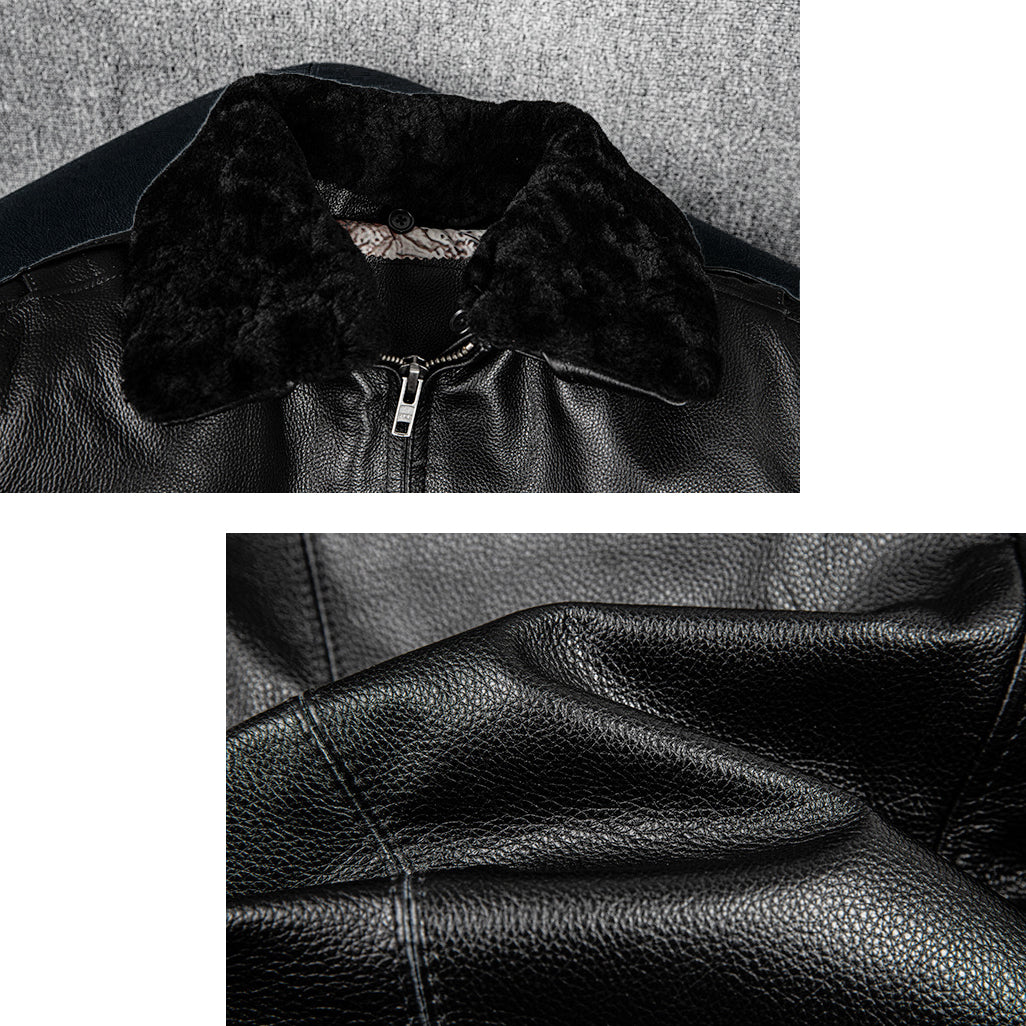 Large Size Black Cotton Motorcycle Leather Jacket