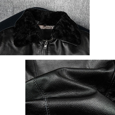 Large Size Black Cotton Motorcycle Leather Jacket