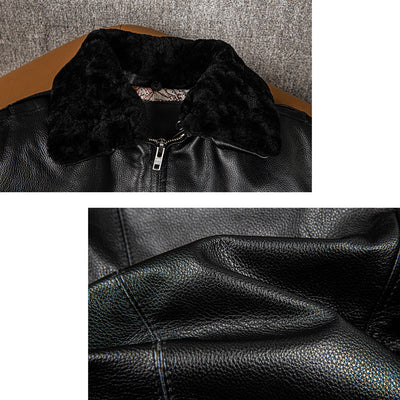 Large Size Black Cotton Motorcycle Leather Jacket