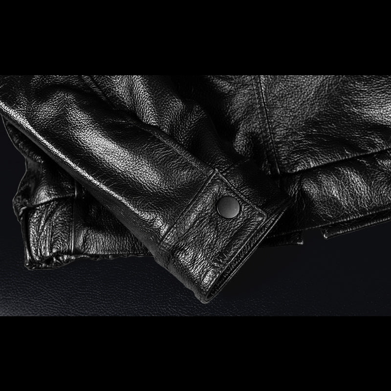 Hooded Black Motorcycle Genuine Leather Jacket