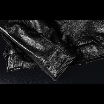 Hooded Black Motorcycle Genuine Leather Jacket
