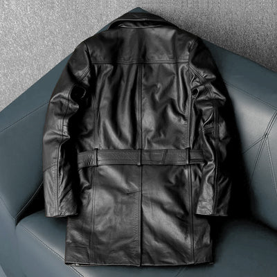 Veste en cuir de moto noire décontractée