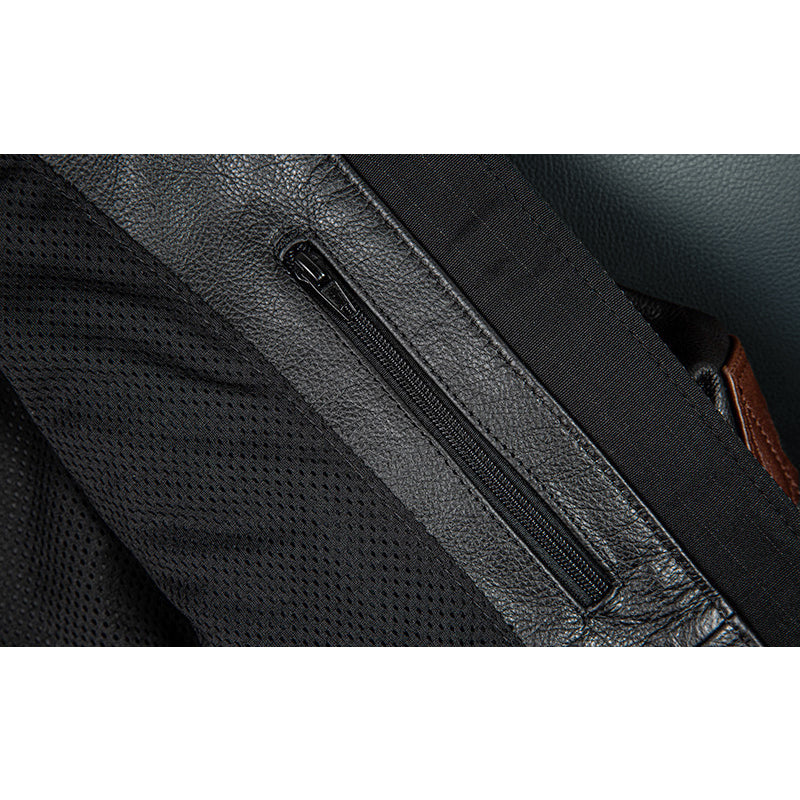 Veste en cuir de moto noire décontractée