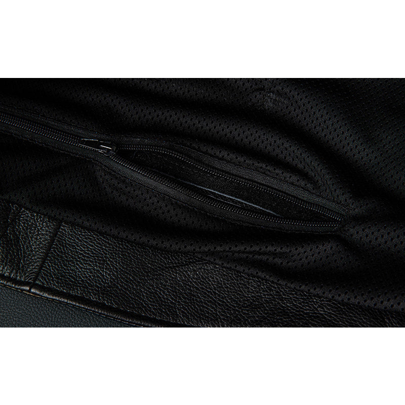 Veste en cuir de moto noire décontractée