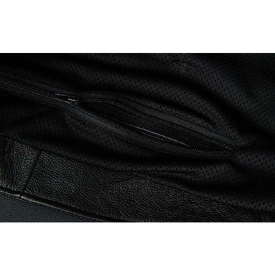 Veste en cuir de moto noire décontractée