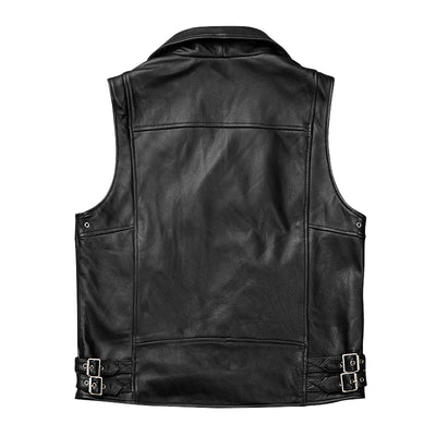 Gilet zippé en cuir véritable pour hommes