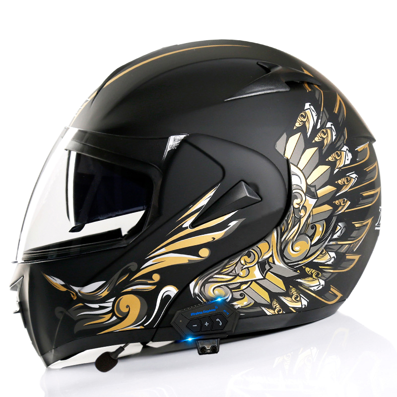 Flip Up Motorcycle Dual Lens Helmet with Bluetooth