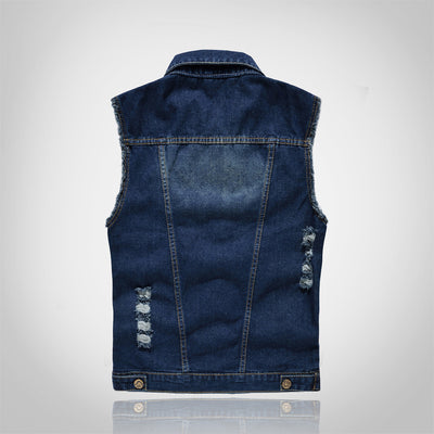 Gilet en denim bleu classique pour hommes