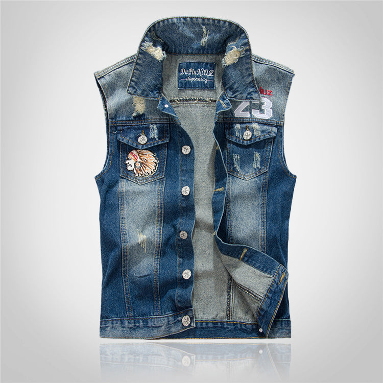 Gilet en jean bleu 23 pour hommes