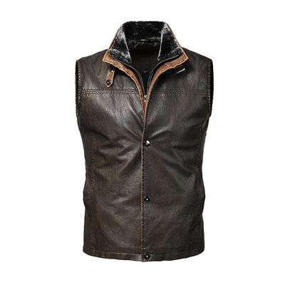 Men's Early Autumn PU Leather Large Size Retro Motorcycle Vest