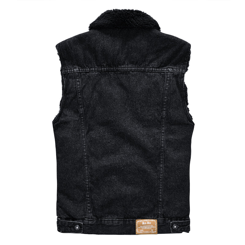 Men's Motorcycle Plus Velvet Thickened Denim Vest