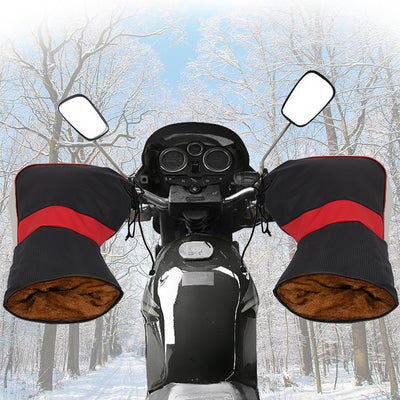 Motorcycle Handlebar Gloves Winter Thick Warm Windshield Reflective