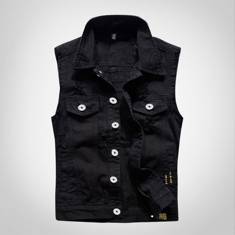 Gilet en denim blanc vieilli tendance
