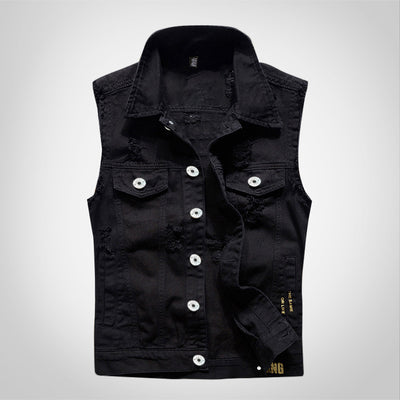 Gilet en denim blanc vieilli tendance