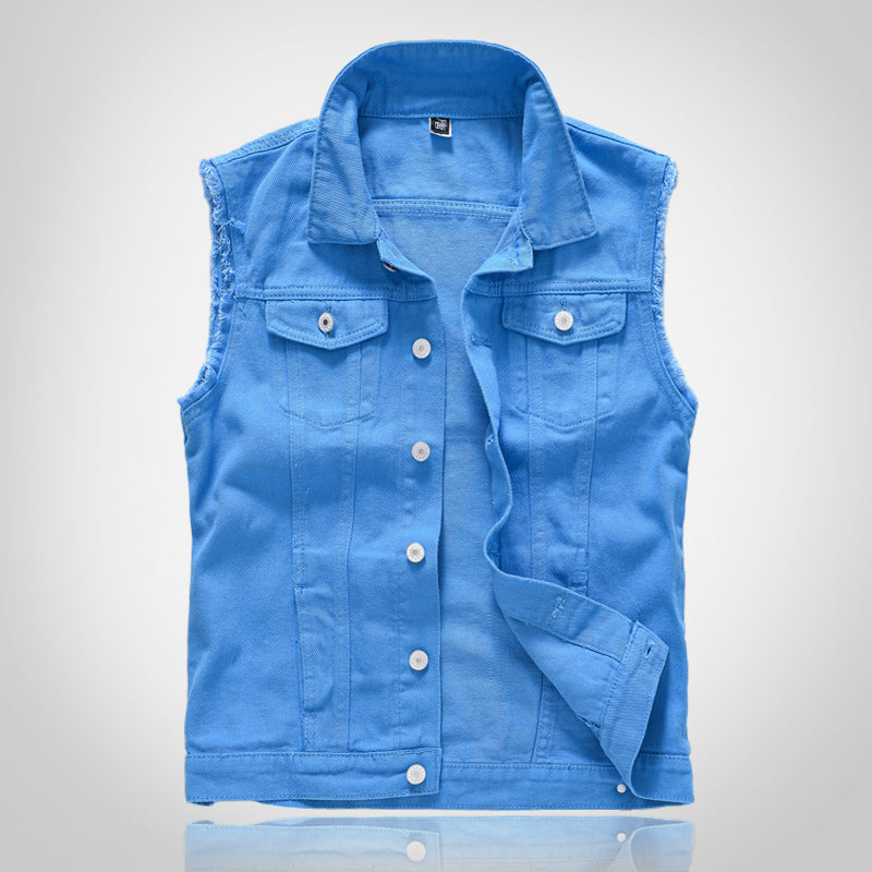 Gilet en denim blanc vieilli tendance