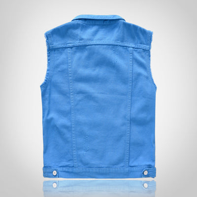 Gilet en denim blanc vieilli tendance