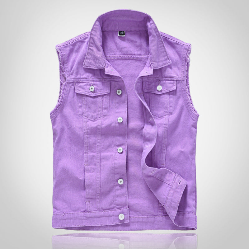 Gilet en denim blanc vieilli tendance