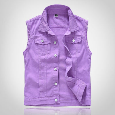 Gilet en denim blanc vieilli tendance